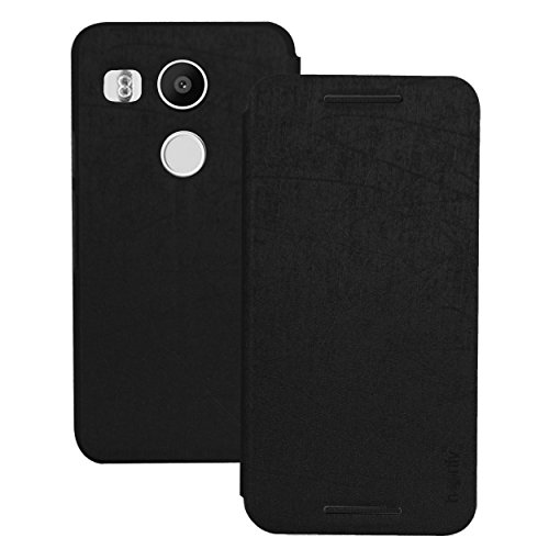 Image of Heartly Premium Luxury PU Leather Flip Stand Back Case Cover for LG Nexus 5X LG-H791 / Nexus 5 2015 - Best Black (Not for LG Nexus 5)