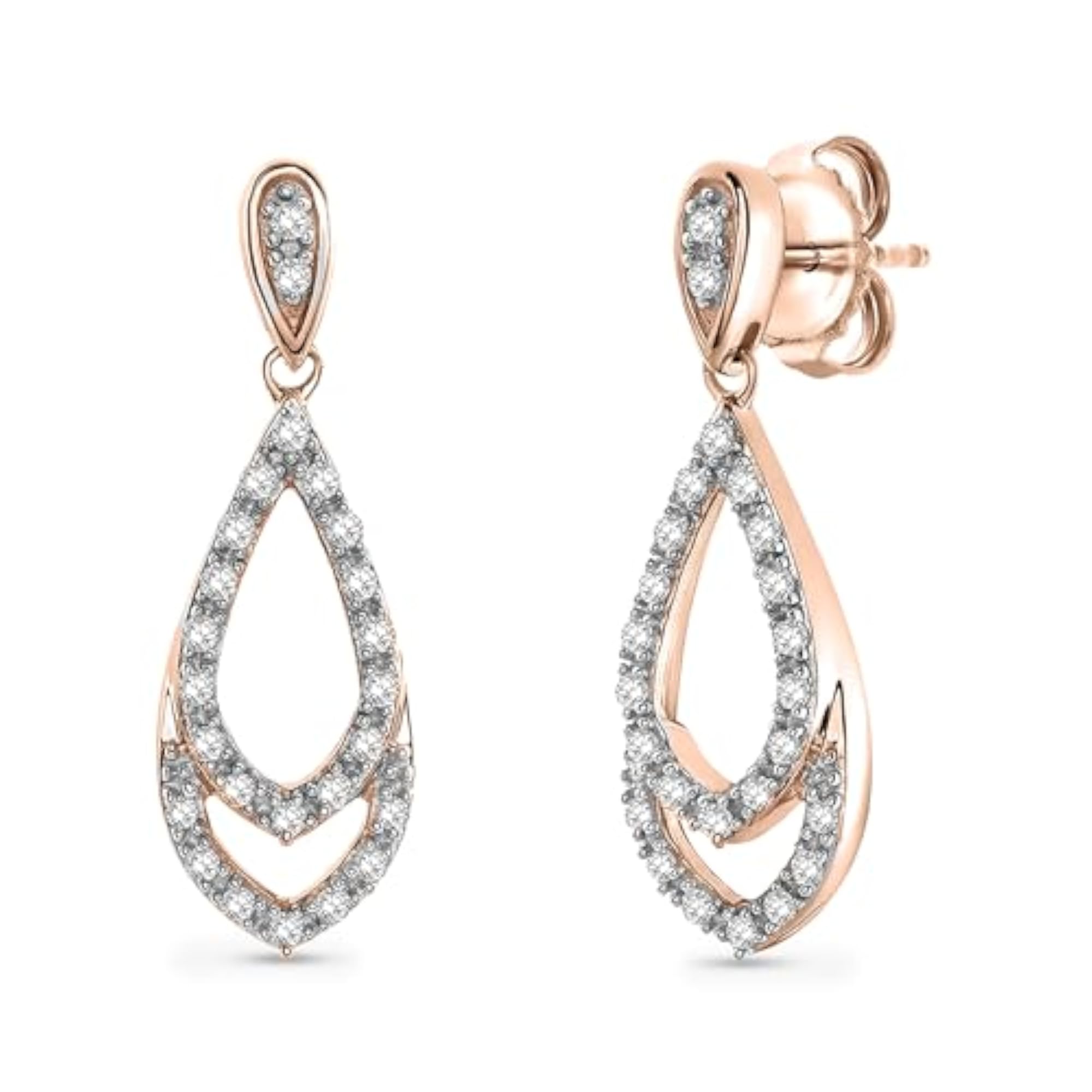 Women's Lab Grown Diamond 925 Sterling Silver Earrings, Anti Tarnish