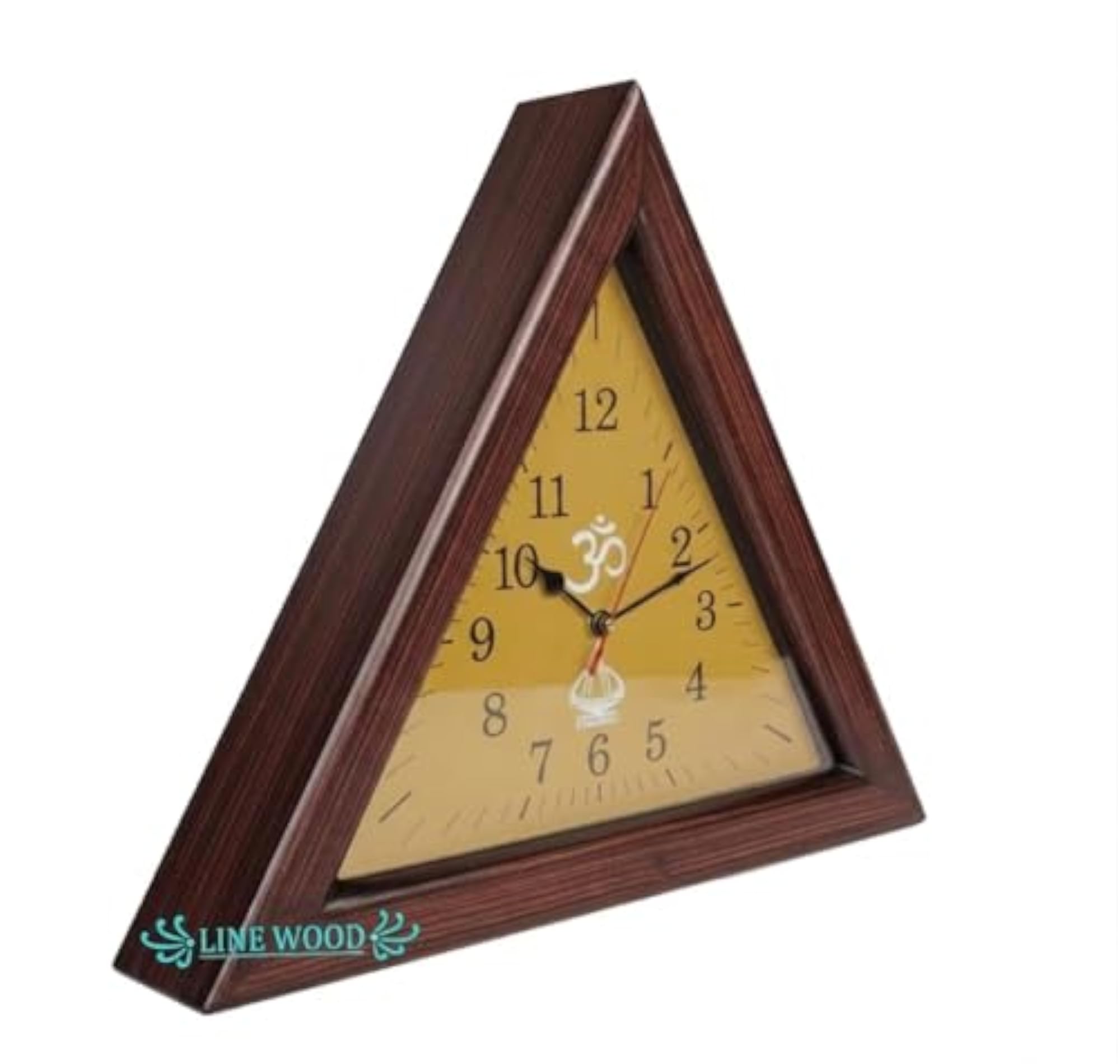 Handmade Triangular Wooden Wall Clock, 12 Inch