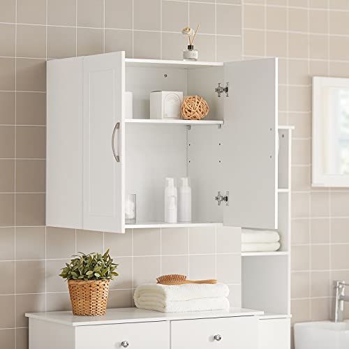 SoBuy Bathroom Wall Cabinet Medicine Cabinet with Double Doors, Adjustable Shelf, Ultra-Slim 30cm Space-Saving Wall Mounted Cabinet for Bathroom Kitchen Laundry, White, 60x30x60cm, FRG231-W by SoBuy - Image 2