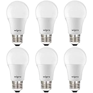wipro 5-Watt LED Lamp/Bulb, E27-Screw Type (Yellow/Warm White) – Pack of 6