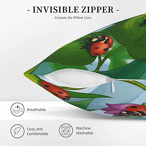Ladybug Print Throw Pillow Covers,Decorative Soft Corduroy Cushion Covers For Living Room Bedroom Couch Bed Sofa #TOP4
