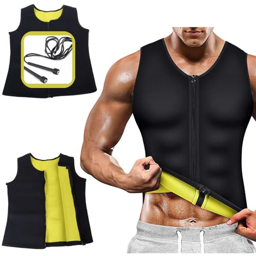 DGS Chaleco Camiseta Sauna Reductora de Sudoración Faja Compresión Adelgazante para Deporte, Fitness, Gym Running Neopreno Moldeadora con Cremallera para Control Abdomen (L)