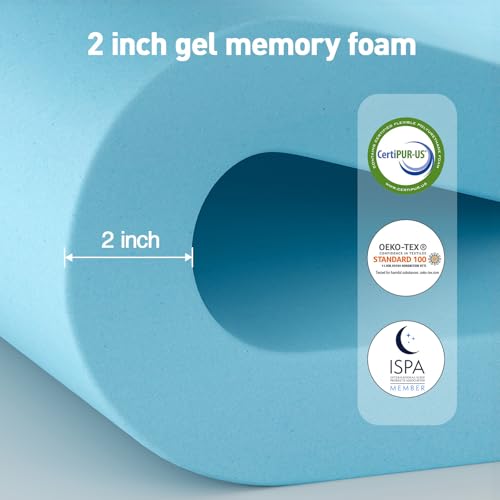 Dual Layer 3 Inch Memory Foam Mattress Topper Queen Size, 2 Inch Cooling Gel Memory Foam Plus 1 Inch Pillow Top Mattress Pad Cover, with 8-21 Inch Deep Pocket