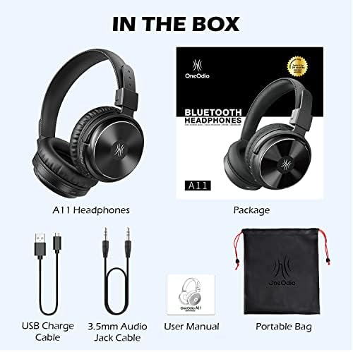 OneOdio Wireless Headphones Over Ear [32 Hrs Playtime] Bluetooth Headphones, Bass Up EQ Mode,HiFi Stereo Sound, Deep Bass, Memory Foam Ear Cups, Built-in CVC8.0 Mic  Wired Mode for Phone/PC/TV