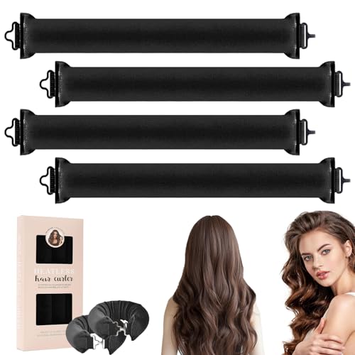 Rizador de Pelo Sin Calor, 4 Piezas Rulos Pelo para Dormir, Varilla Para Rizar Sin Calo, Heatless Hair Curlers, Juego de rizos sin calor, Rizador Pelo Ondas Sin Calor Varilla, Lazy Curler Set