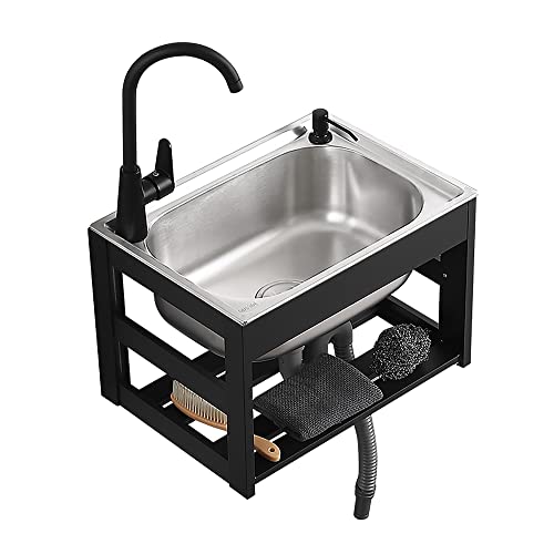 Soldax Stainless Steel Sink, Mini Wall Mounted Kitchen, Single Bowl, Basin With Faucet And Drain, Utility Laundry Portable Handwashing Station, Space Saving, Garage Garden Room, 48X35X31Cm #TOP15