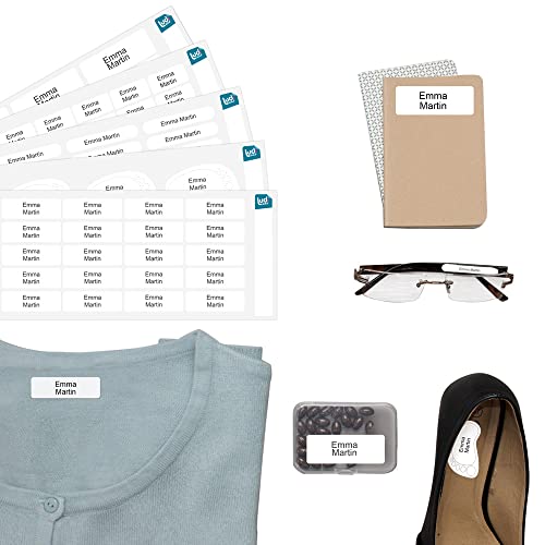 Pack 180 Étiquettes EHPAD Personnalisées - Marquage Linge Vêtements et Objets de Seniors - Autocollantes/Thermocollantes - Couleurs unies