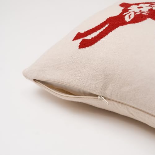 Image of haus & kinder Cotton Cushion Cover 16 x 16 Inch Decorative Throw Pillow Cover for Sofa, Living Room & Bedroom Festive Design Soft Breathable Fabric Machine Washable Cushion Cover (Set of 1)