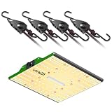 VIPARSPECTRA P1000 LED Grow Light for Seed Starting Dimmable Plant Light Dimming Daisy Chain Grow Lights for Indoor Plants Full Spectrum Plus 1/4' Adjustable Rope Hangers [4 Pack, 12FT, 150 lbs/Pack]