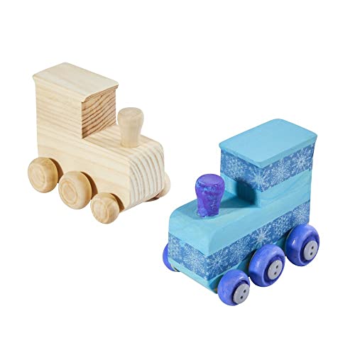 Colorations® Decorate Your Own Wooden Trains, Set of 12, Craft for Kids & Fun Home Activities, Create Unique & Personal Designs, Fun Kids Craft Project, Craft Project for Boys & Girls, Craft & Enjoy!