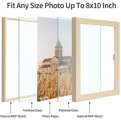 Sonefreiy Floating Picture Frames 8X10 Set Of 2, Wooden Photo Frame Double Glass Pressed Flower Frames 5X7 Wall & Tabletop Display Photo Or Postcard, Wedding Family Gifts #TOP4