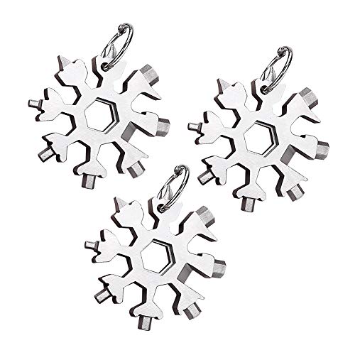 18-in-1 Snowflake Multi-Tool, Stainless Steel Snowflake Wrench, Portable Snowflake Tool Card Bottle Opener Snowflake Screwdriver for Christmas Gift，Silver