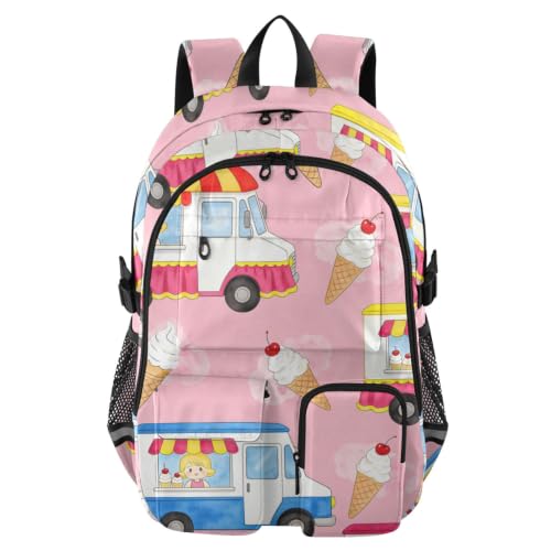 Mochilas universitarias grandes de 44.5 cm estilo mochila de negocios de camión de helado
