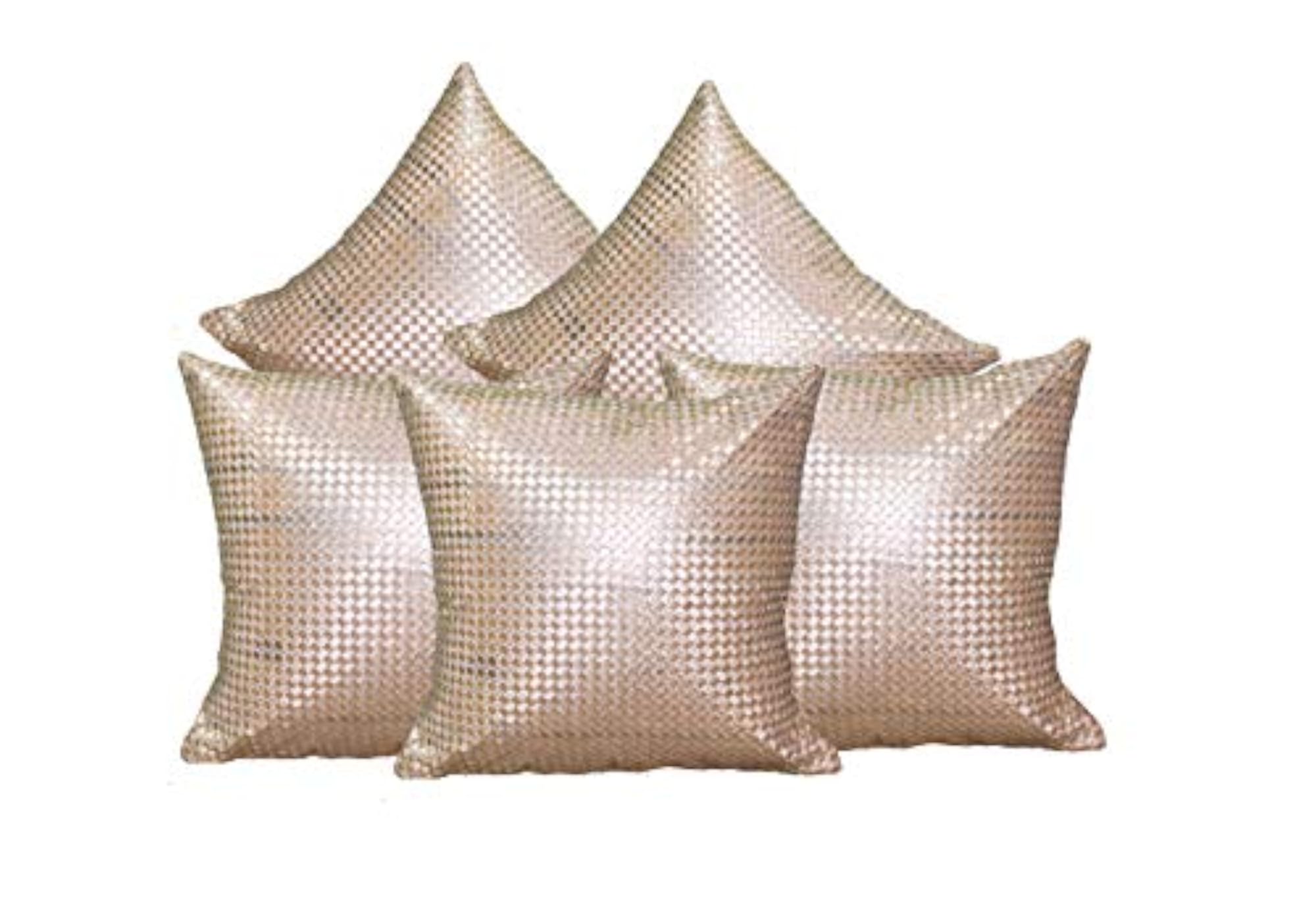 Beige Satin Cloth Cushion Cover, Set of 5
