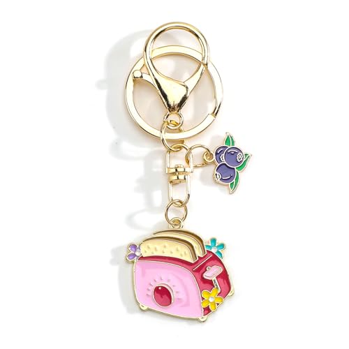 SHTALHST Toaster Keychain Blueberry Keycharm for Women Kitchen Appliance Keyring