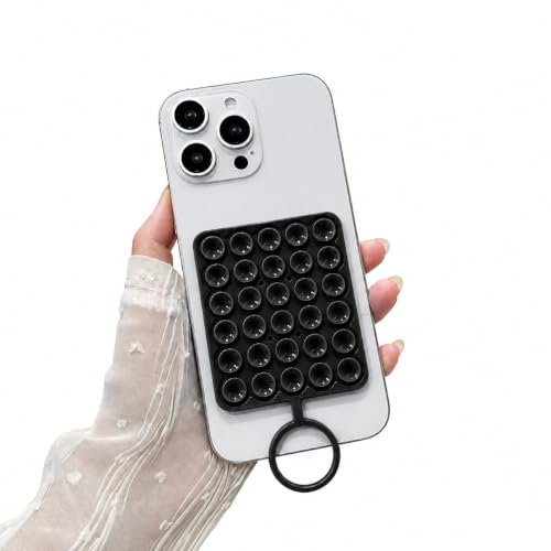 Image of DIZORO Double Sided Suction Phone Sticker,Silicone Grip Suction Phone Case Sticker,Sticky Phone Mount, Reusable Anti-Slip Strong Suction Grip Holder for Selfies & Videos(Pack of 1)(Black)