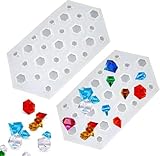 POPBLOSSOM 3D Diamond Ice Cube Mold – Large Gem Shaped Silicone Ice Tray – Food Grade Flexible Ice Mold for Whiskey, Cocktails, Chocolate, Candy & Soap (2, Clear)