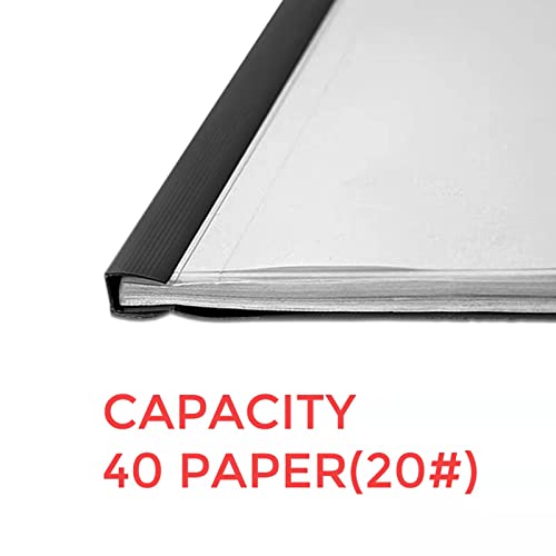 TOTiyea 100 Pack Letter Size Clear Report Covers with Sliding Bars, 9mm (40 Sheet Capacity) Sliding Bar File Folders, Black