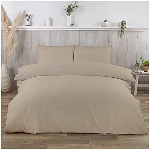 100% Brushed Cotton Flat Sheet King, Luxury Plain Dyed Bed Sheets, Soft & Comfy Flannelette Bedding, White