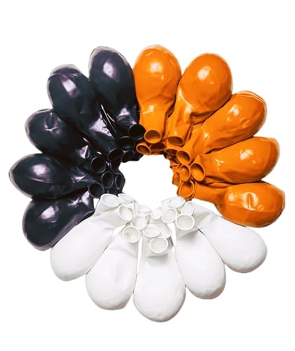 Image of 90 Pack Black White Orange Balloons 18 inch Latex Party Balloon Bulk for Halloween Various Party Events Decorations