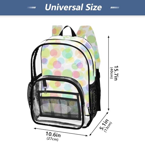 Girls Backpack for Kids Colorful Bubbles Dots Rainbow Travel Clear Bags for Women Approved See through Bag4