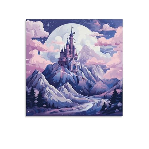 Toile murale abstraite Nuages sur le château art moderne sans cadre 60x60 cm