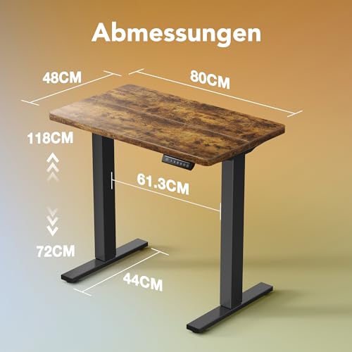 HUANUO höhenverstellbarer Schreibtisch 80x48cm mit 4 Memory-Steuerung – Ansicht 2