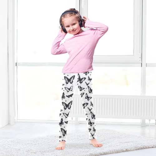 Boccsty Butterflies Black Pattern Girls Leggings Kids Yoga Pants Dance Active Tights 4T4