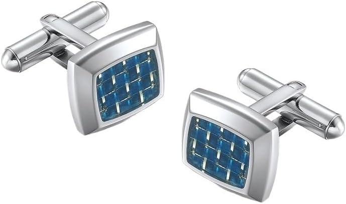 JSEIAJB Bevelled Carbon Fiber Cufflinks European and American Steel Shirt French Cufflinks