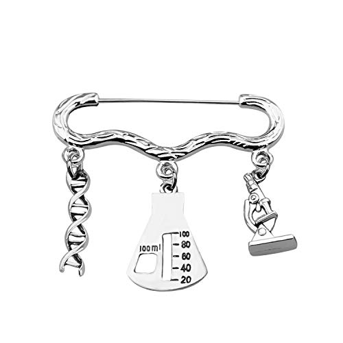 CHOORO Scientific Gife Researchability Gife Microscope and DNA Helix Plus Conical Flask Brooch Gife for Laboratory Technologist/Science Student (DNA Brooch)