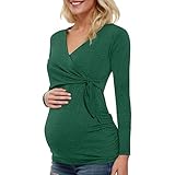 meiodtion Damen Umstands Tshirt Damen Stillzeit Lang Ärmel Stillpullover Baumwolle Stillen Stillpulli Sweatshirt Still Shirts Damen für Schwangerschaft Basic Stillzeit Umstandsmode Stillshirts