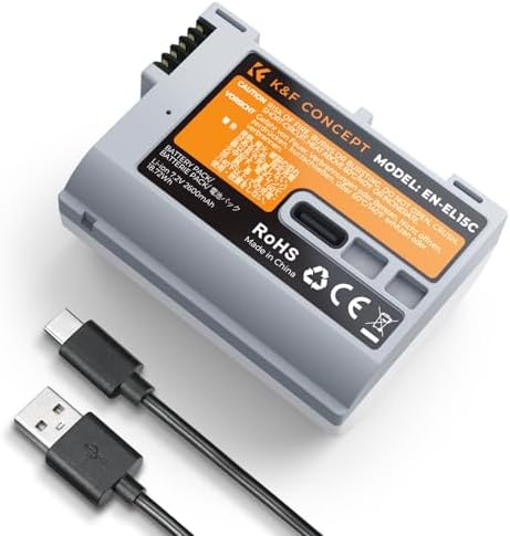ENEGON EN-EL15/EL15a/b/c USB-C direct opladen reservebatterijen 2100mAh (2-pack) met 2-in-1 USB-C oplaadkabel voor Nikon EN-EL15 en Nikon D7100, D750, D7000, D7200, D610, D880, D810, D800, D600