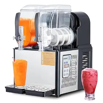 Commercial Slushy Machine, 4Lx2 Double Tank Margarita Machine, Stainless Steel High-Speed Self-Cleaning Frozen Drink Slushie Machine for Bars, Restaurants, Cafe, Home Use