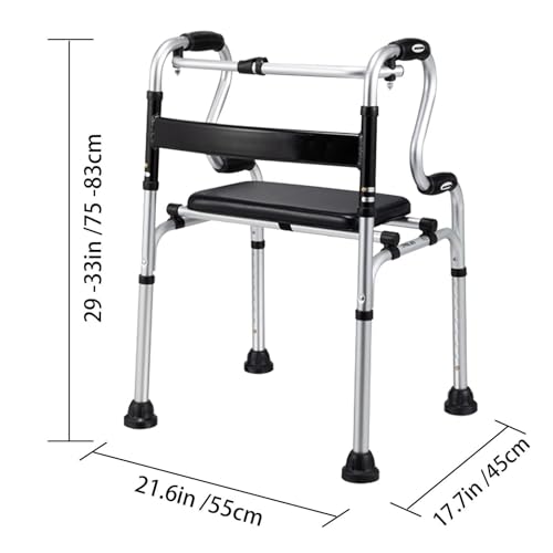 Cadre de marche pliable réglable : déambulateur roues et siège - 2