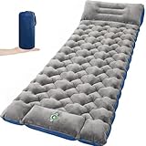 Oramoose Sleeping Pad for Camping, Ultralight 4in Extra-Thick Camp Mat with Built-in Foot Pump & Pillow, Compact Camp Air Mattress for Backpacking, Hiking, Tent, Car, Travel Gear Gift