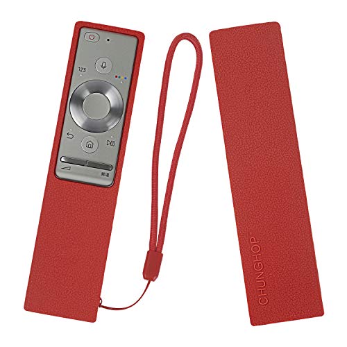 Étui de Protection en Silicone pour Samsung BN59-01265A (RMCRMM1AP1) Smart TV Remote Cover, Antichoc, agréable pour la Peau, Anti-dérapant, Anti-Perte, Support de télécommande avec lanière (Rouge) Cover