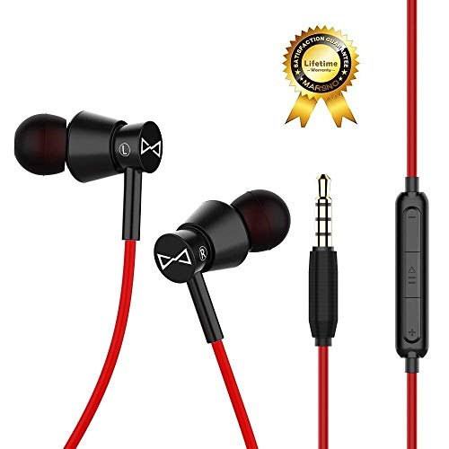 Marsno M2 Wired in Ear Headphones, Earbuds, Full Metal Earphones with Mic and Volume Control, High Definition, Noise Isolating, Deep Bass, Ergonomic Design &Crystal Clear Sound (3.5mm Jack, Premium)