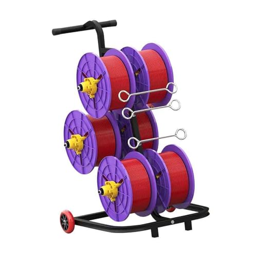 Carro de carrete de cable resistente, dispensador de alambre con carretes extraíbles para tracción industrial (capacidad de 4 carretes)