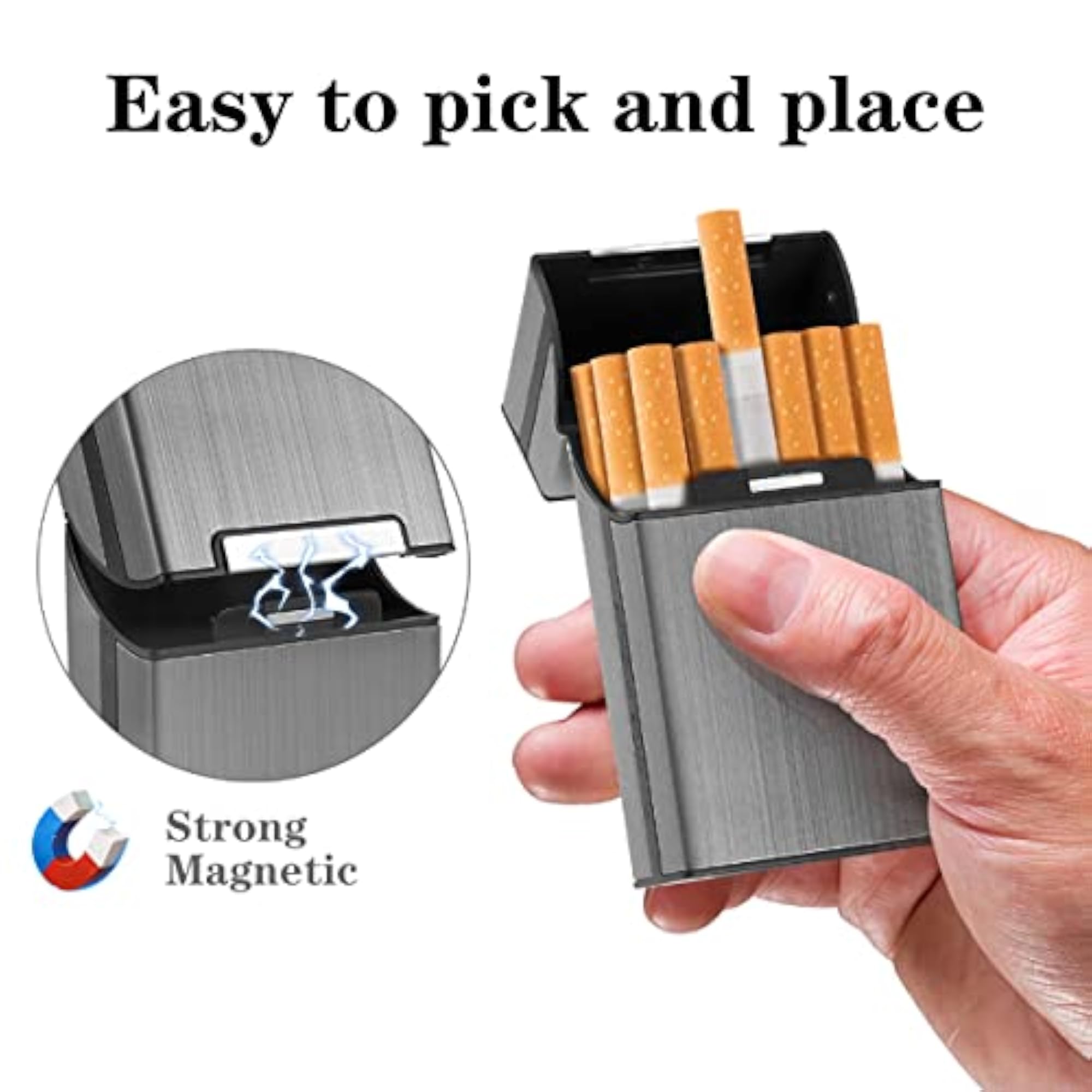 Aluminum Cigarette Case with Magnetic Closure, 2 Pieces