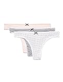 Unterschiedliche Muster Iris & Lilly Damen String Cotton, 3er Pack, Mehrfarbig (Soft Pink/Print), Gr. Large