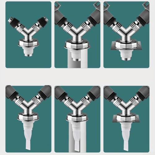 Honseadek Conector de desagüe para lavadora, fácil con cierre para evitar el retorno de olores, ABS galvanizado cromado más adaptador de silicona para automático (tipo Y)