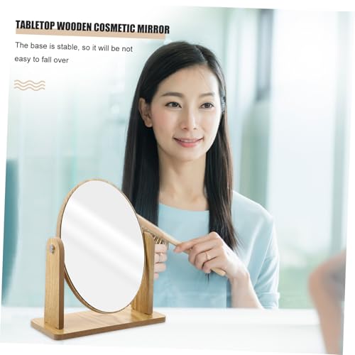 Espejo de maquillaje de madera ajustable para un tocador moderno y elegante 4