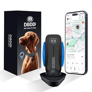 Dog GPS Tracker, Smart Waterproof Tracker with Real-Time Location, Escape Alerts, Activity Monitor, iOS & Android Compatible, for Dogs 40 lbs+ (Black)