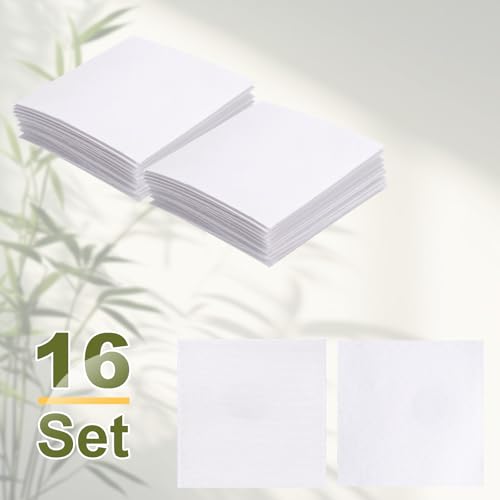 Image of HARFINGTON 16set Hook and Loop Strips with Adhesive 4 inchx4 inch Double Sided Hook and Loop Tape Nylon Self Sticky Fastener for Home Office Car, White