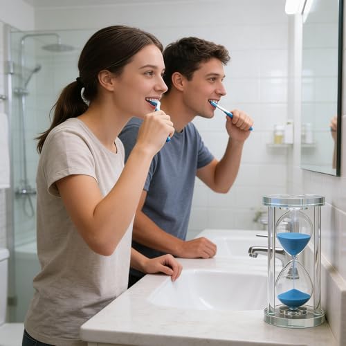 MINGZE Transparent Kristall Sanduhr Timer Sand Uhr Handwerk Glas Dekoration, 15 Minuten / 30 Minuten / 60 Minuten (Lila, 15 Minuten) – Ansicht 3