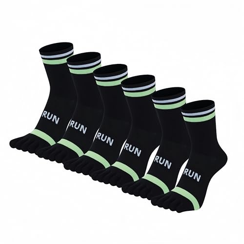 Style 2 Five-Finger Ankle Running Socks, 6 Pairs, UK 7-11