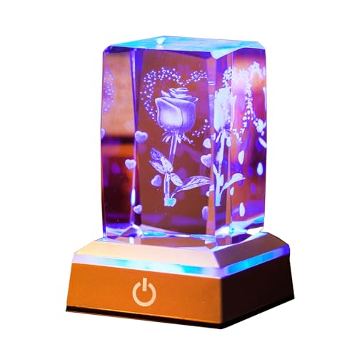 Birthday Gifts for Women, 3D Rose K9 Crystal Ball Creative Night Light, Luxurious and Beautiful,Valentine's Day, Birthdays, Anniversaries, Etc,for Wife,Girlfriend,The Gift of Expressing a Hobby