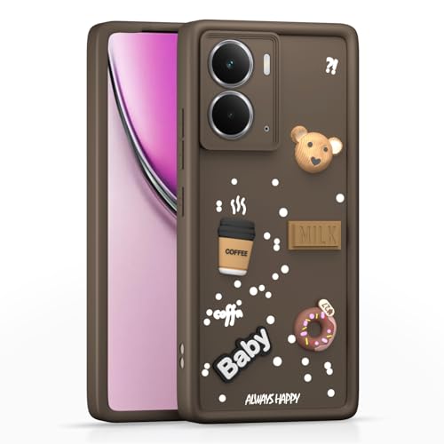 Image of Pikkme Back Cover for Realme P3 5G | Cute Fun Cartoon 3D Bear Silicone Full Body Protection Bumper Case (Brown)