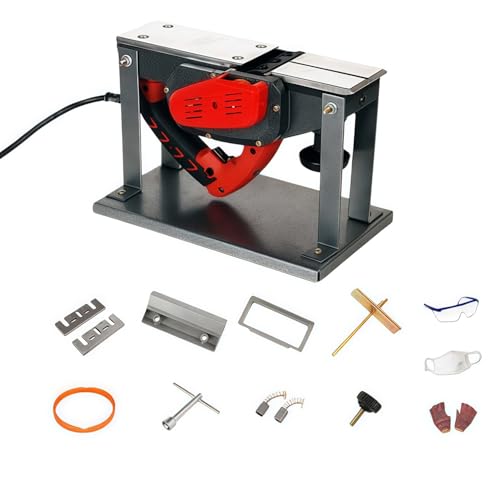 FYDN電動かんな 小型電動カンナ 電気木工カンナ 多機能木工電動プッシャー木製かんな 調整可能なプレーニング深さ、迅速なチップ除去、スムーズなプレーニング 高強度ベルトドア加工、DIYデザイン、家具製作、ホームデコレーションに (フリップトップ式デュアル